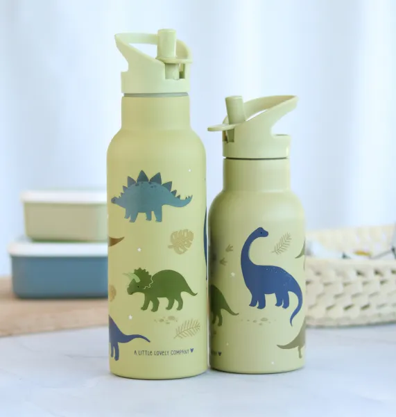 A Little Lovely Company - antikorová fľaša na pitie, 500 ml - dinosaury