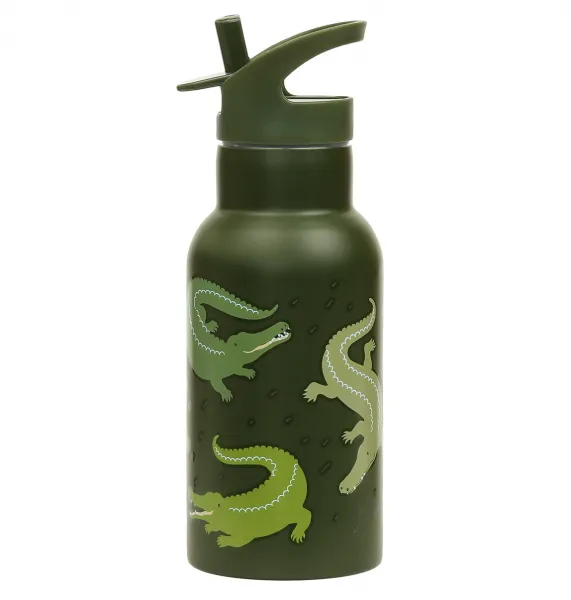 A Little Lovely Company - antikorová fľaša na pitie, 350 ml - krokodíl