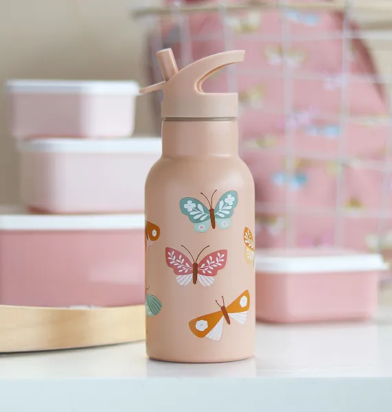 A Little Lovely Company - antikorová fľaša na pitie, 350 ml - motýliky