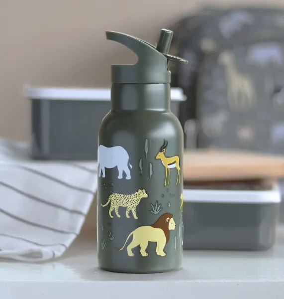 A Little Lovely Company - antikorová fľaša na pitie, 350 ml - zvieratá zo savany