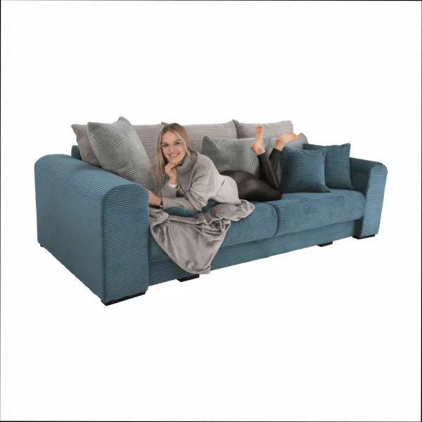 Extra priestranná pohovka, modrá/mentolová/svetlosivá, GILEN BIG SOFA