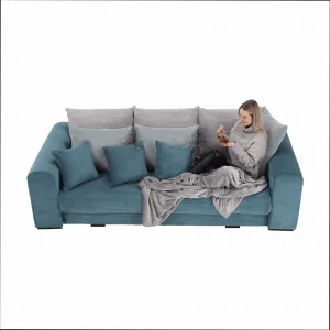 Extra priestranná pohovka, modrá/mentolová/svetlosivá, GILEN BIG SOFA