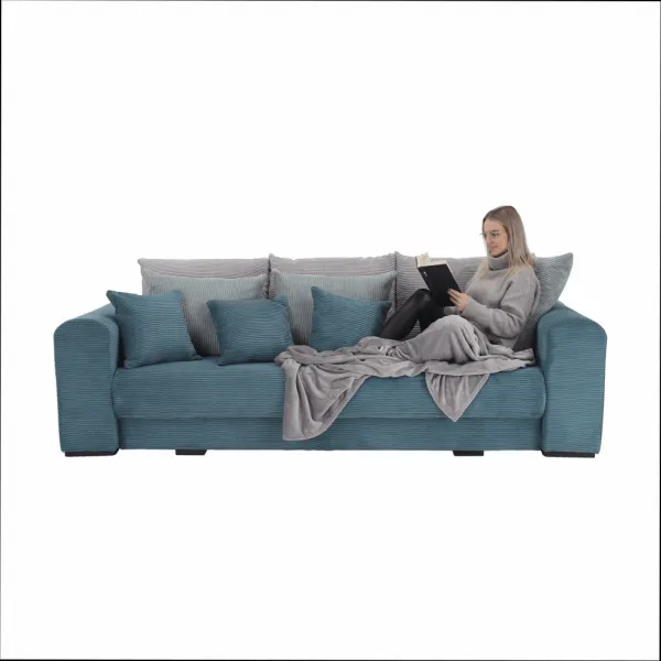 Extra priestranná pohovka, modrá/mentolová/svetlosivá, GILEN BIG SOFA