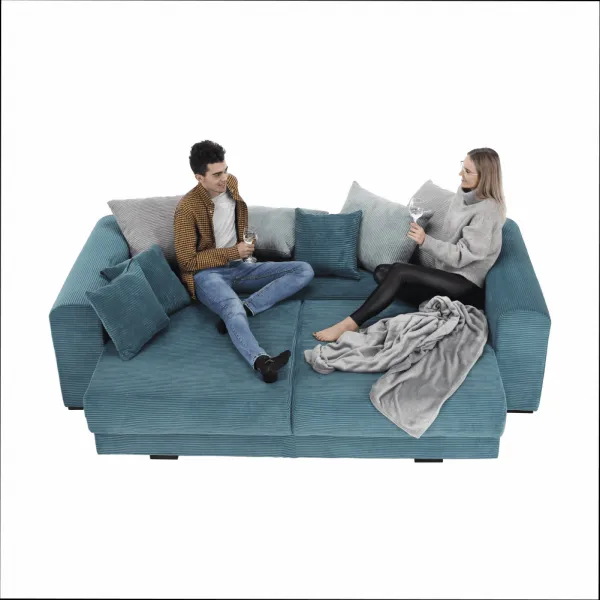 Extra priestranná pohovka, modrá/mentolová/svetlosivá, GILEN BIG SOFA