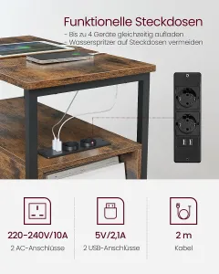 VASAGLE Konferenčný stolík s elektrickou zásuvkou hnedý