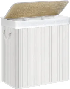 DekorStyle Bambusový koš na prádlo RAMBA 150 L bílý/hnědý