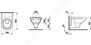 Laufen Pro - Závesné WC, 560x360 mm, biela H8209500000001