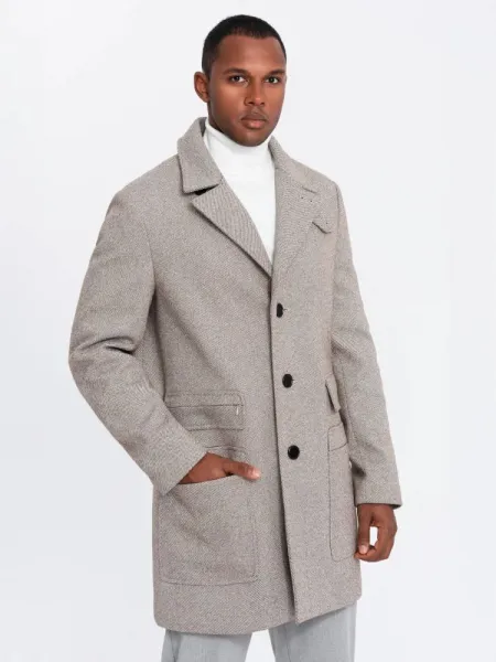 Elegantný kabát pre pánov popolový
