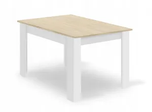 Súprava obdĺžnikový stôl 120x80 dub sonoma + 4 stoličky MARK white
