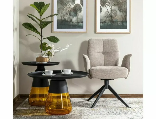 Signal Odkládací stolek Tiffany 50 cm čirý/černý mat