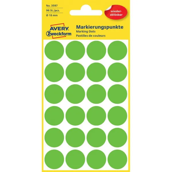 Avery Zweckform Etikety kruhové 18mm Avery odnímateľné zelené