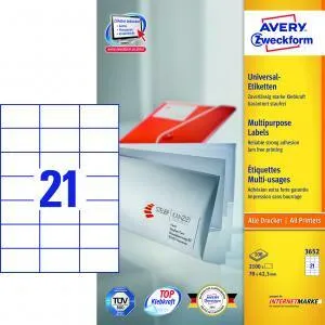 Avery Zweckform Etikety univerzálne 70x42,3mm Avery A4 100 hárkov