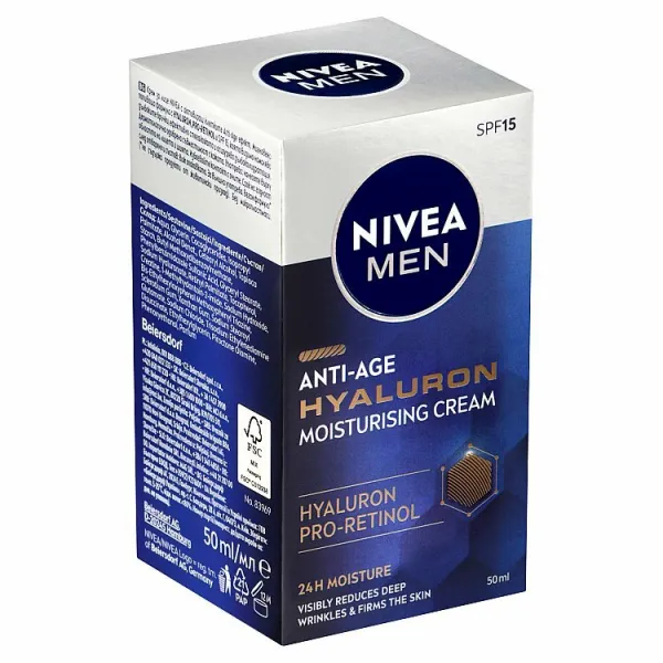 Nivea Men Hyaluron hydratačný krém proti vráskam pre mužov 50 ml