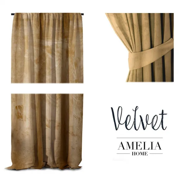ArtFlhf Tieniaci záves VELVET PLEAT  P | 140 x 270 cm Farba: Horčicová