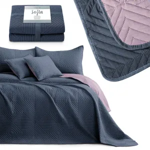 Prikrývka na posteľ AmeliaHome Softa tmavomodrý/fialový, velikost 220x240