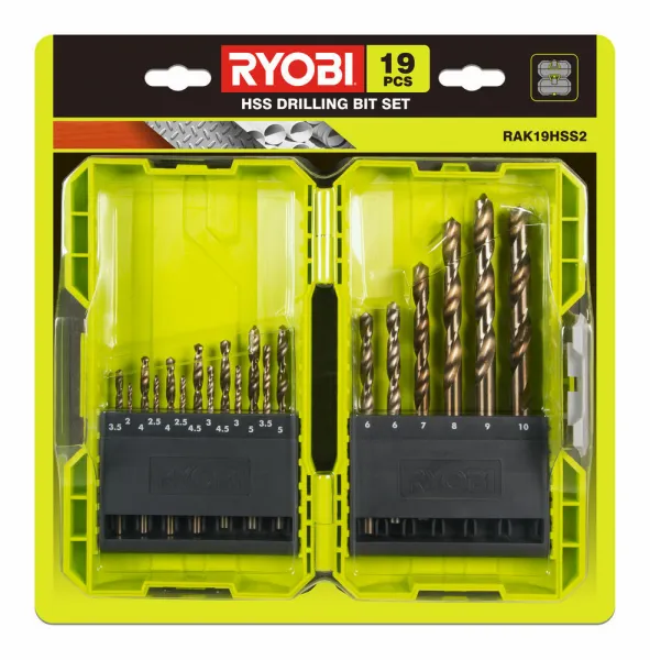 RYOBI Sada vrtákov do kovu HSS-G 19 ks RAK19HSS2