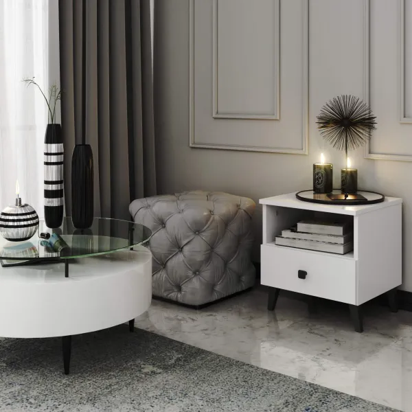Ak furniture Noční stolek MOBI K-01 bílý/černý