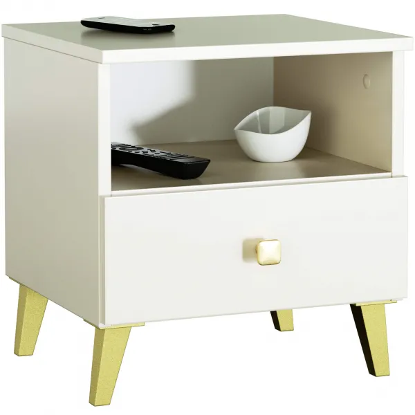 Ak furniture Noční stolek MOBI K-01 kašmír/zlatý