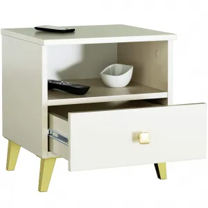 Ak furniture Noční stolek MOBI K-01 kašmír/zlatý