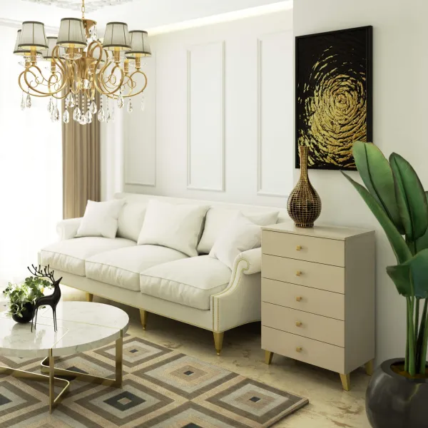 Ak furniture Komoda MOBI K-05 kašmír/zlatá