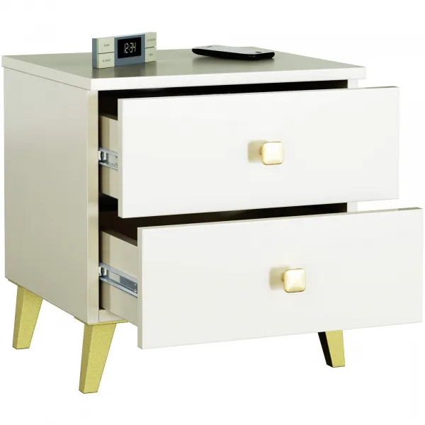 Ak furniture Noční stolek MOBI K-02 kašmír/zlatý 