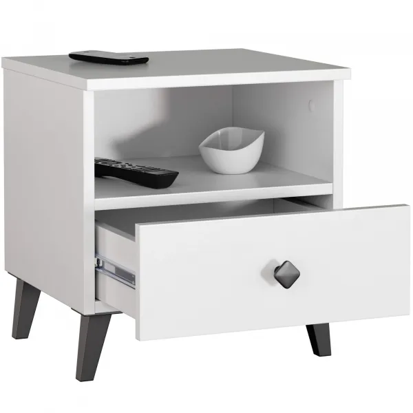 Ak furniture Noční stolek MOBI K-01 bílý/černý
