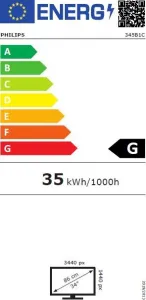 Philips MT VA LED 345B1C/00 - VA panel, 3440x1440, 2xHDMI, DP, USB, reproduktory, na výšku, zakrivený