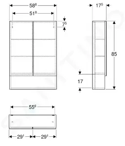 Geberit Selnova Square - Zrkadlová skrinka 850x588x175 mm, 2 dvierka, lesklá biela 501.264.00.1