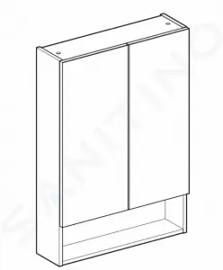 Geberit Selnova Square - Zrkadlová skrinka 850x588x175 mm, 2 dvierka, lesklá biela 501.264.00.1