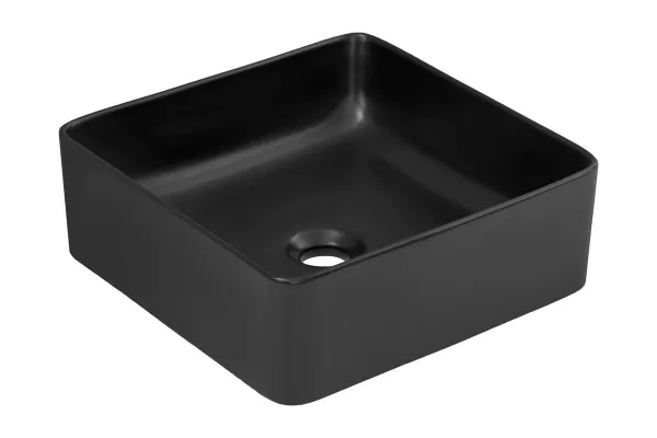 Comad Súprava keramického umývadla na dosku a výpustky Slim 40 cm čierna matná