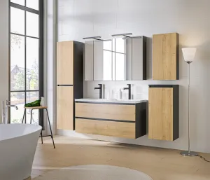 Comad Závěsná koupelnová skříňka Monako 830 1D 40 cm šedá/dub hamilton