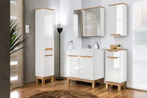Comad Kúpeľňová zostava Bali so zápustným umývadlom a skrinkami 60 cm biela/dub votan