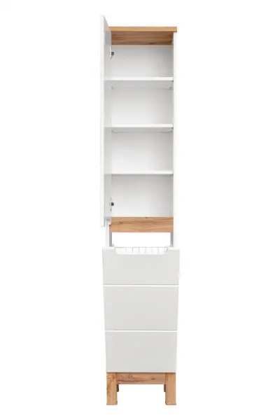 Comad Kúpeľňová zostava Bali 80 cm so zápustným umývadlom, skrinkami a zrkadlom biela/dub wotan