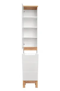 Comad Kúpeľňová zostava Bali 80 cm so zápustným umývadlom, skrinkami a zrkadlom biela/dub wotan