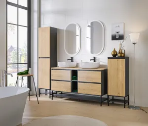 Comad Závěsný spodní koupelnový regál Monako tmavě šedý