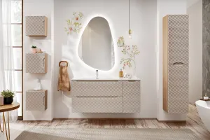 Comad Závesná skrinka pod umývadlo Ocean s doskou 120 cm béžová/dub olejovaný