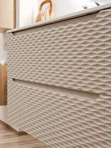 Comad Závesná skrinka Ocean s doskou a umývadlami 120 cm béžová/dub olejovaný
