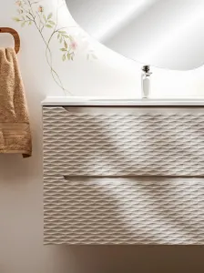 Comad Závesná skrinka Ocean Go2 so zápustným umývadlom 120 cm béžová/dub olejovaný