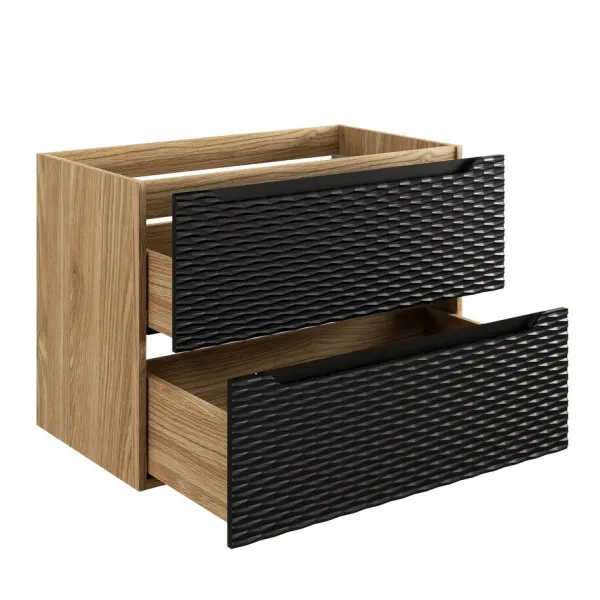 Comad Závesná skrinka Ocean s umývadlom 120 cm čierna/dub olejovaný