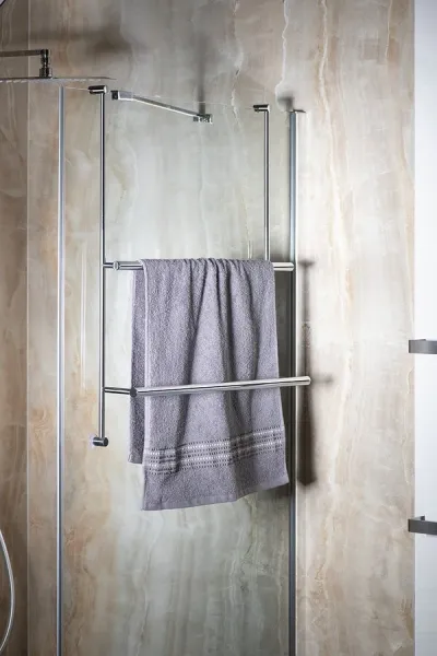 Závesný držiak uterákov na sprchovú zástenu 600x730x125mm, chróm 1301-09
