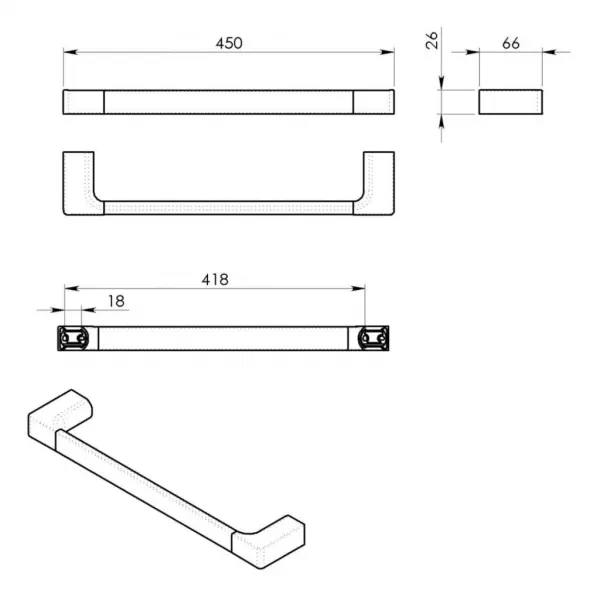 Gedy - PIRENEI držiak uterákov 450x66, zlato PI214587