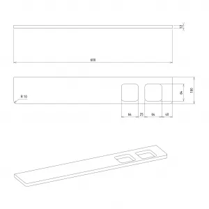 SAPHO - ABELINE polica + 2x pohár, 600, Rockstone, biela mat AE602-0101-01