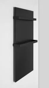 SAPHO - ENIS kúpeľňový sálavý vykurovací panel 600W, 590x1200 držiaky uterákov, IP44, čierna mat RH600B-2