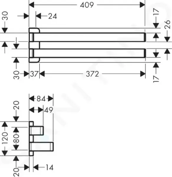 Axor Universal - držiak na uterák dvojramenný, chróm 42821000