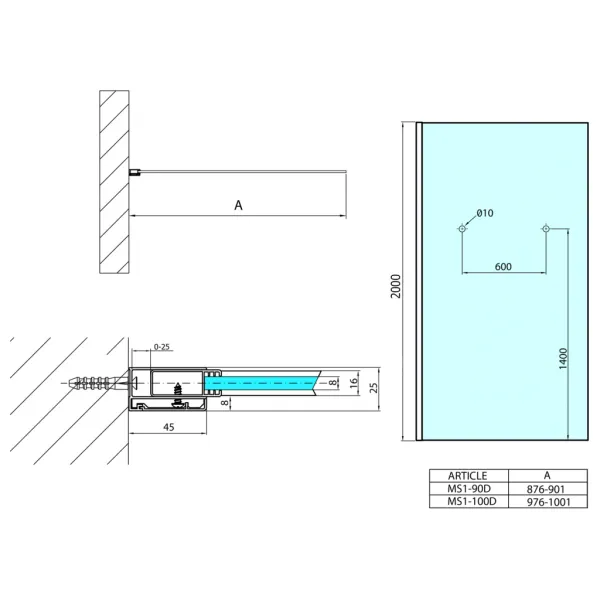 Polysan MODULAR SHOWER MS1-100-D