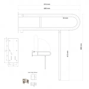 SAPHO - HANDICAP madlo sklopné s opornou nohou 600, biela XH521W