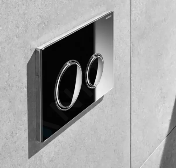 Geberit Sigma21 - Ovládacie tlačidlo splachovania, sklo čierne/lesklý chróm 115.884.SJ.1