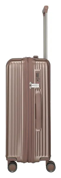 Stredný škrupinový kufor na kolieskach Travelite Paros 4w M Cappuccino