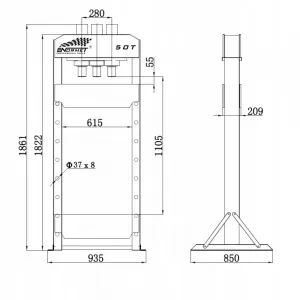 NORMET Dielenský pneu-hydraulický lis 50T
