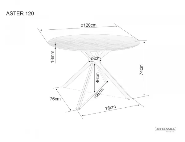 Signal Kulatý stůl Aster 120 cm dub/černý